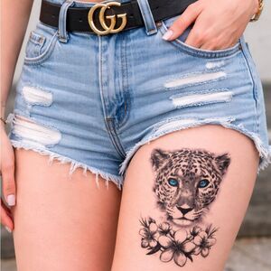 Cheetah Long Lasting large tattoo 7”x 5”
